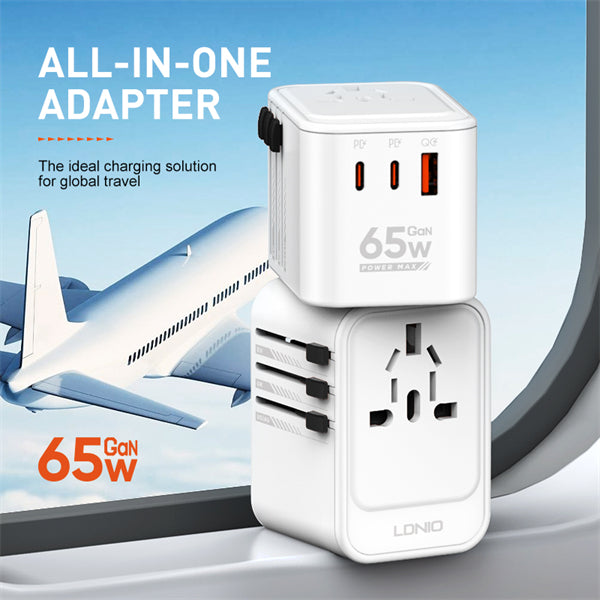 LDNIO 3 USB Ports 65W GaN Travel Adapter Z6 - Saif Al Najmi Kw